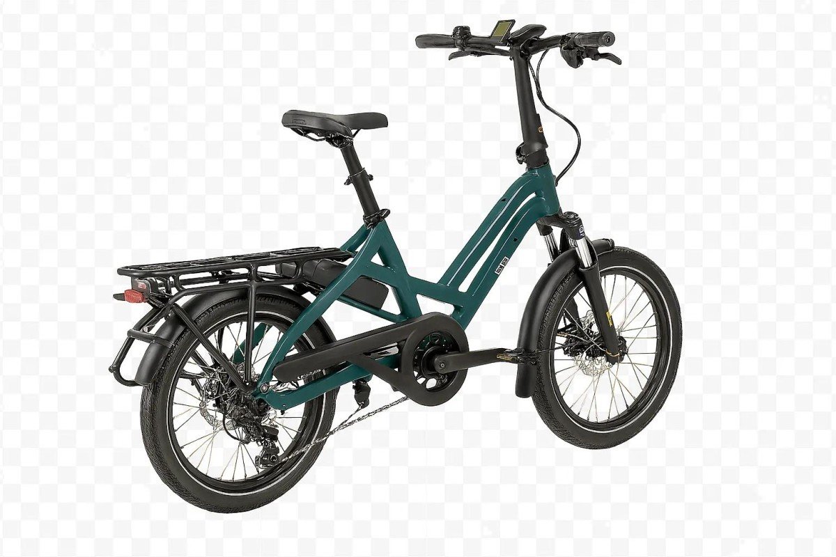 Tern HSD P10 – groene compacte elektrische fiets, schuin achteraanzicht