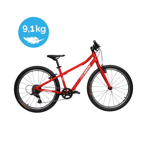 BEMOOV M24 2026 – rode kinderfiets van 24 inch, 9,1 kg, zijaanzicht